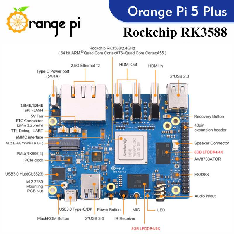 Orange Pi 5 Plus シングルボードコンピュータ - Orange Pi 5 Plus 16Gb のレビューと価格