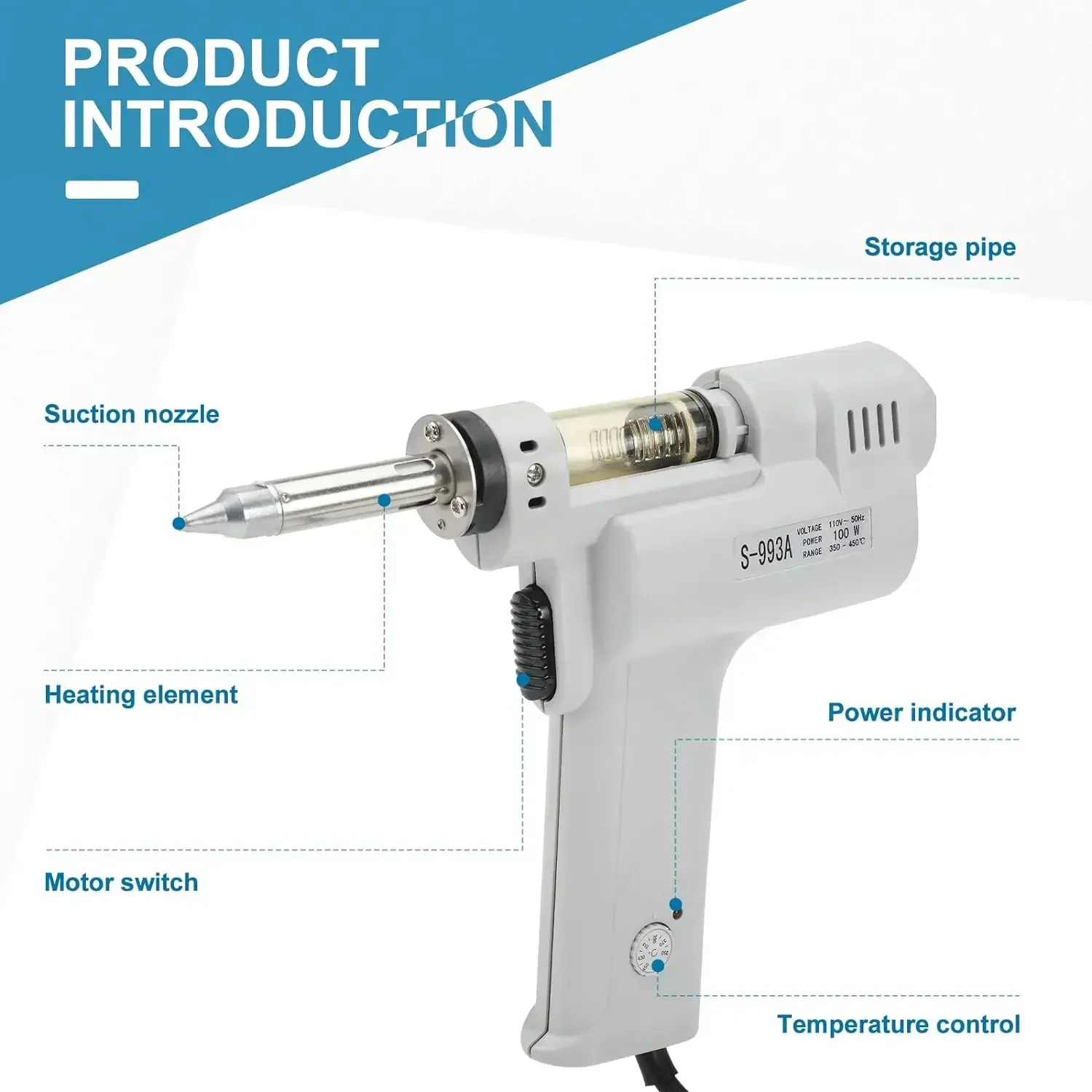 S-998P ダブルポンプ電動はんだ吸い取り器 100W 電 - Desoldering Gun Vacuum Electric のレビューと価格